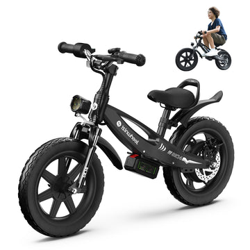 iSinwheel SK14 Electric Balance Bike for Kids 3-8, 3-Speed Gears Max 10 mph Motorcycle , 14'' Pneumatic Tire with Dual Brake, Front Shock Absorption & Magnetic Charging Ride Toy for Boys Girls Black