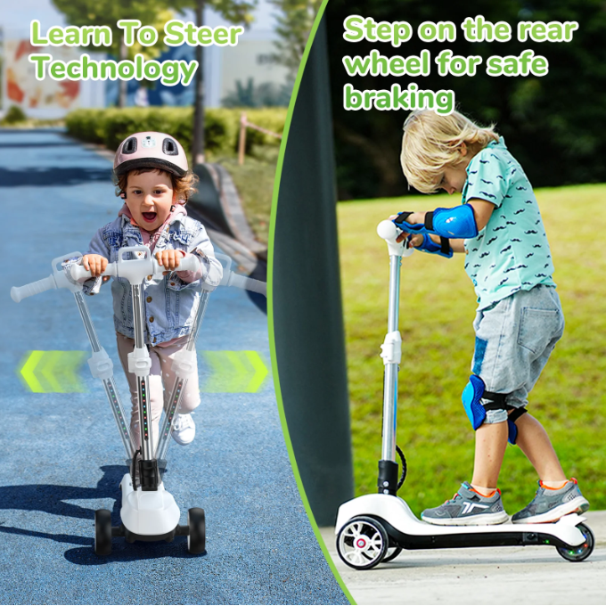 iScooter Electric Scooter for Kids Ages 3-6, Bluetooth Music Speaker, LED Light-up Wheels, Thumb Accelerator, 3-Adjustable Height Toddler Motorized Scooters, 3-Wheels Electric Scooter for Girls/Boys