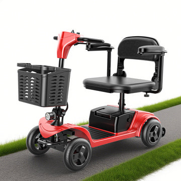 iScooter 4 Wheel Mobility Scooter for Seniors, Wider Seats & Foldale Electric Wheelchair Device for Travel, Upgraded for Superior Performance, Red
