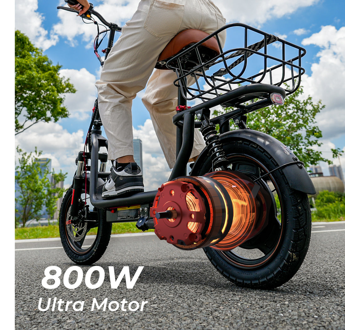 iScooter i14 Electric Scooter with Seat, 34 Miles Long Range & 28 Mph Top Speed, 14" Pneumatic Tire, Height Adjustable Seat &Handlebar, Dual Suspensions Commuting Scooter with Basket