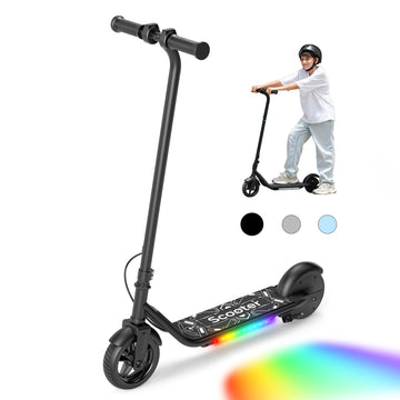iScooter Electric Scooter for Teens Kids 6-10, 150W Kids Escooter with Pedal Breathing Light & 6 / 10 MPH for Boys Girls Black