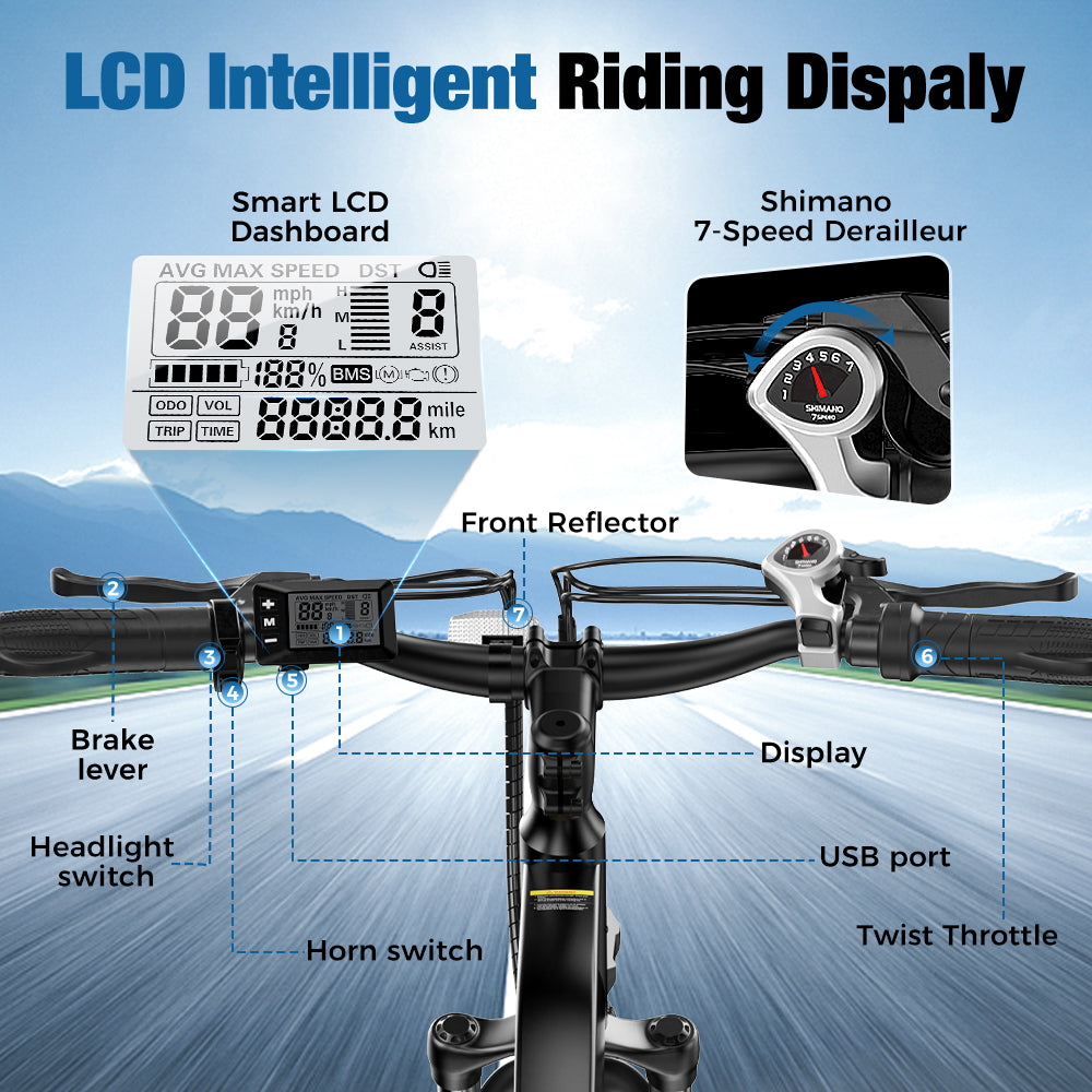 iSinwheel EB3 500W Adult Electric Bike, 26″ Tires. Max 20MPH, 50+ Miles Range, Electric Mountain Bike, 35-Speed, Front Dual Suspension, Max Load 330LBS,White