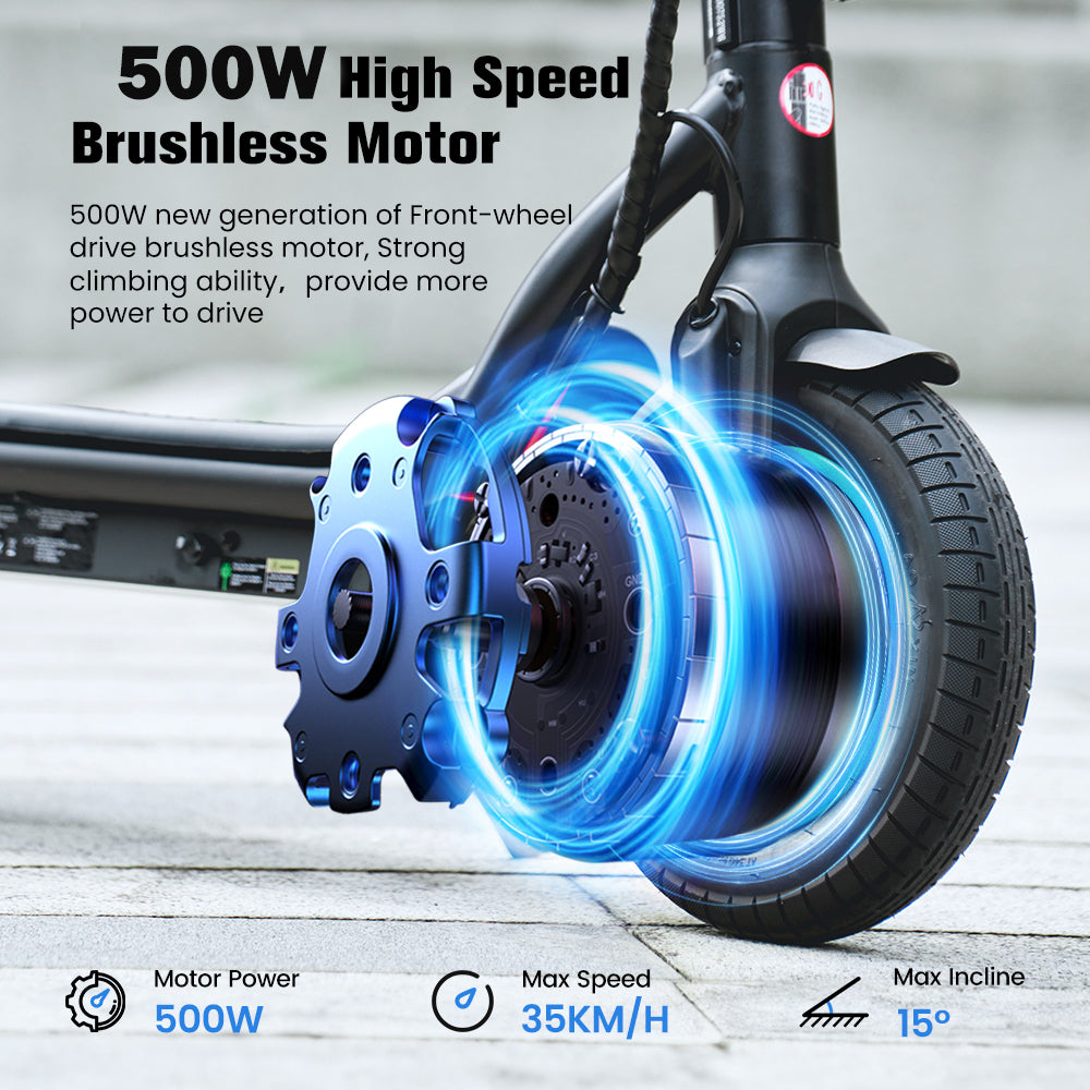 iScooter Electric Scooter for Adult, 500W Motor, 23 Miles Long Range, 22 mph & 10" Pneumatic tire Folding Commuter Electric Scooter Teens, Superior Performance Smart App & Dual Braking(Gary)