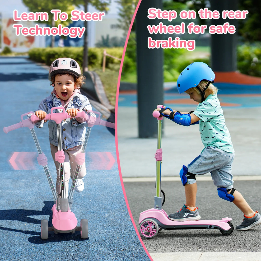iScooter Electric Scooter for Kids Ages 3-6, Bluetooth Music Speaker, LED Light-up Wheels, Thumb Accelerator, 3-Adjustable Height Toddler Motorized Scooters, 3-Wheels Electric Scooter for Girls/Boys