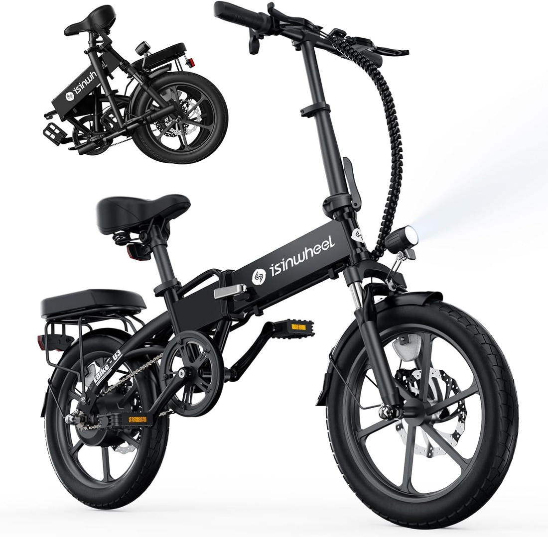 U3 Electric Bike for Adults, 500W Folding Ebike Upto 72Km & 30Km/h, 3A Fast Charger for 36V 7.8Ah Battery, Leisure Commuting Bike with Soft Rear Seat & Front Fork Suspension