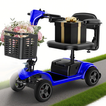 iScooter 4 Wheel Mobility Scooter for Seniors, Wider Seats & Foldale Electric Wheelchair Device for Travel, Upgraded for Superior Performance, Blue