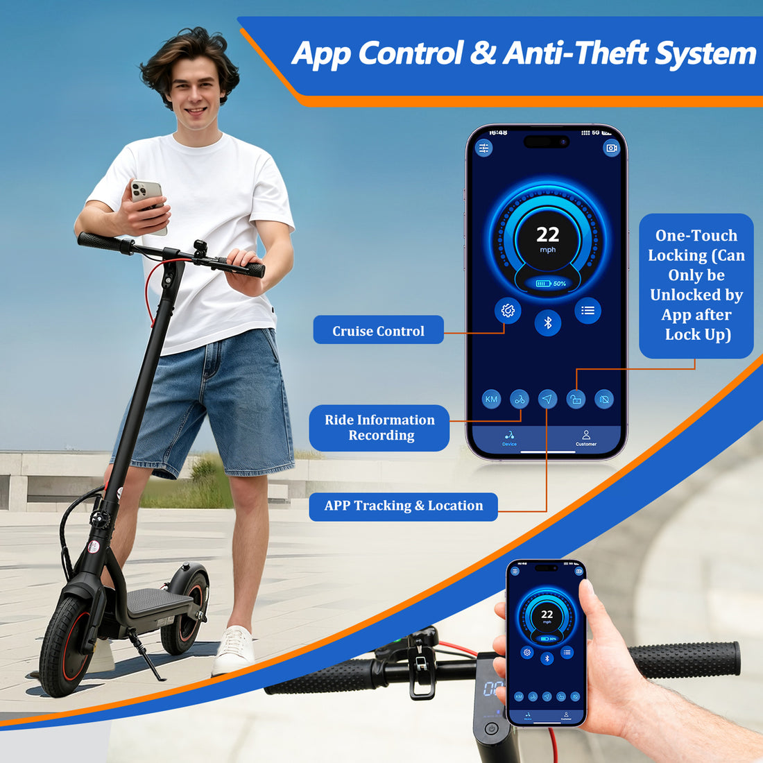 500W Electric Scooter - 10" Tires, Up to 22 MPH & 23 Miles, 3 Speed Modes Foldable Commuter Electric Scooter for Adults