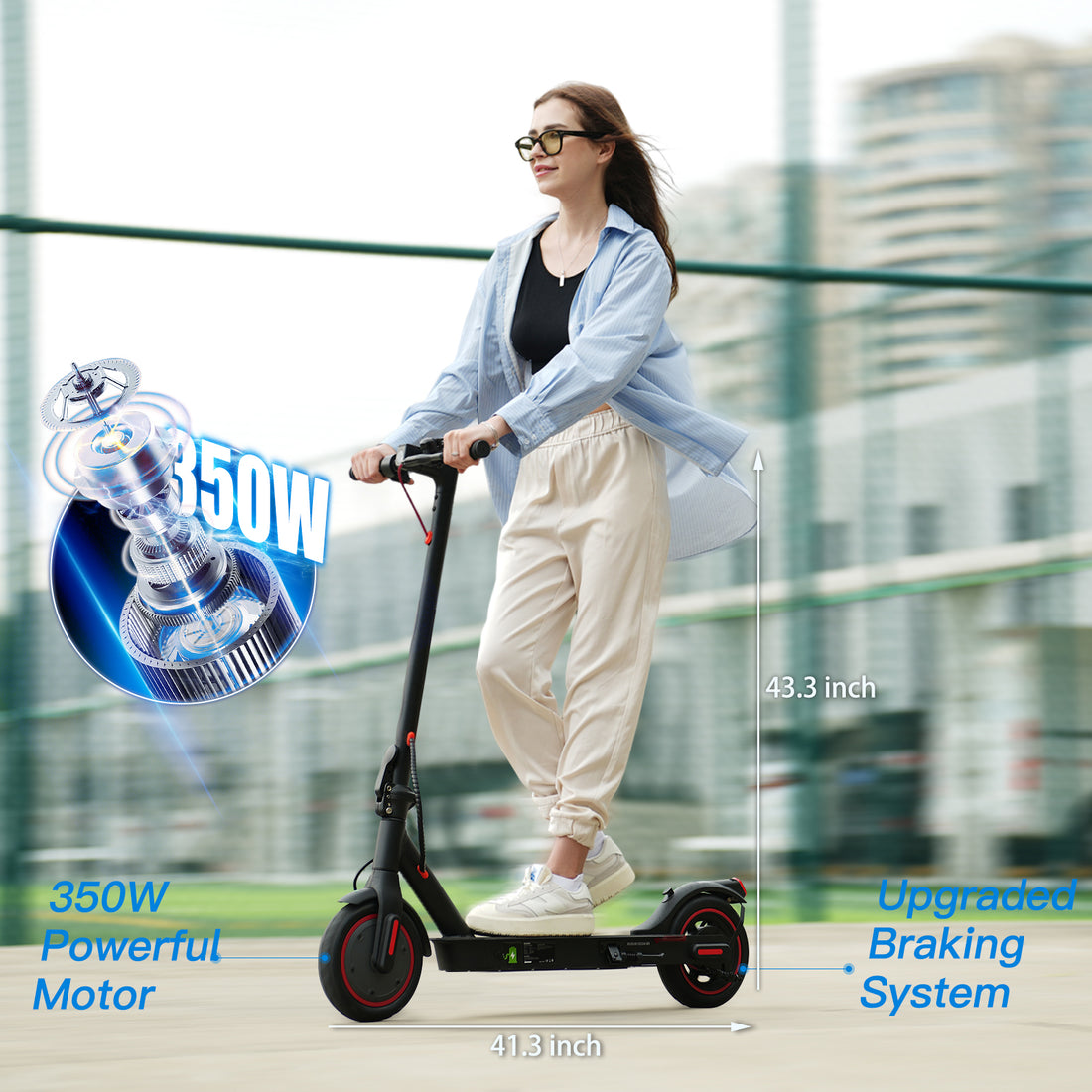 iSinwheel Commuter Electric Scooters for Adults, 350W Motor with Max 18 Mph 19 Miles Range Portable Folding Escooter, 8.5'' Pneumatic Tires & 7.8Ah High Capacity E-scooter Teens