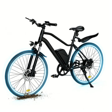 500W Peak Electric Bicycles-Adult Electric Mountain Bike with 5-Speed,30+ Miles Range, 26" Ebike for Beach Snow