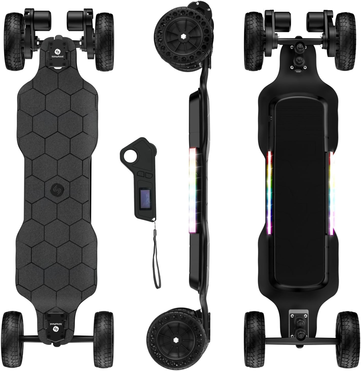 isinwheel V4/V6/V6pro/V8/V10 Electric Skateboard with Remote, 250W/450W/500W/1200W/3000W Brushless Motor, 9Mph/12Mph/30 Mph /32Mph Top Speed, Electric Longboard for Adults ＆Teens