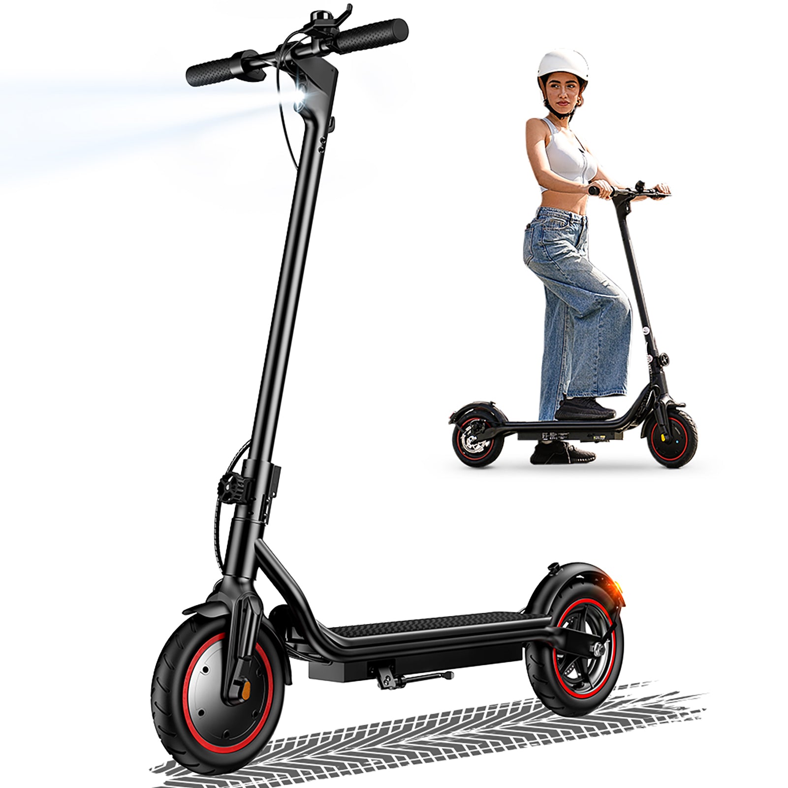 iSinwheel Electric Scooters for Adults, Up To 19 Mph 21 Miles Range Portable Folding Commuting Escooter with 350W Motor, 8.5'' Pneumatic Tires & Double Braking System and App