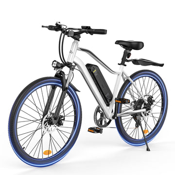 iSinwheel EB3 500W Adult Electric Bike, 26″ Tires. Max 20MPH, 50+ Miles Range, Electric Mountain Bike, 35-Speed, Front Dual Suspension, Max Load 330LBS,White