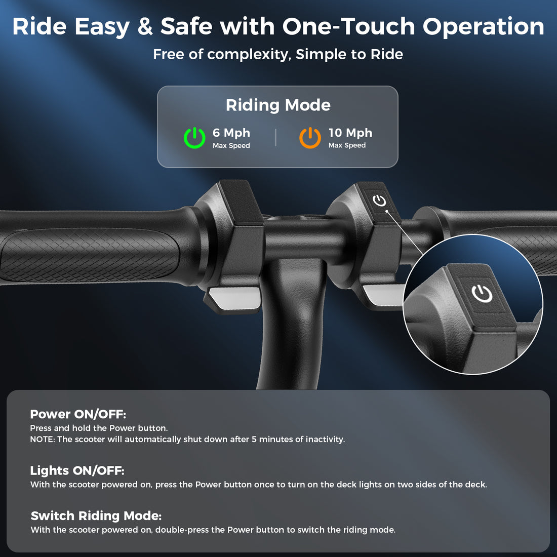 Electric Scooter for Kids, 150W Motor, Simple One-Button Control, 2 Safe Speeds (6/10 MPH), Colorful Lights, Magnetic Charging, Dual Brake System, Ideal Presents for Boys & Girls