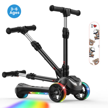 iScooter Electric Scooter for Kids 3-6, Light-Up Wheels & Pedal, Thumb Accelerator, Adjustable Height Toddler Motorized Scooters, 3-Wheels Escooter for Boys Girls