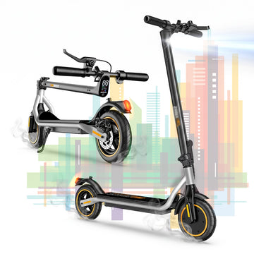 iScooter 500W Electric Scooter for Adults, Max 21 Mph & 21 Miles Commuter Escooter, 8.5" Pneumatic Tires Dual Braking Foldable Electric Scooters Teens, Gray（Free inner tube*1）