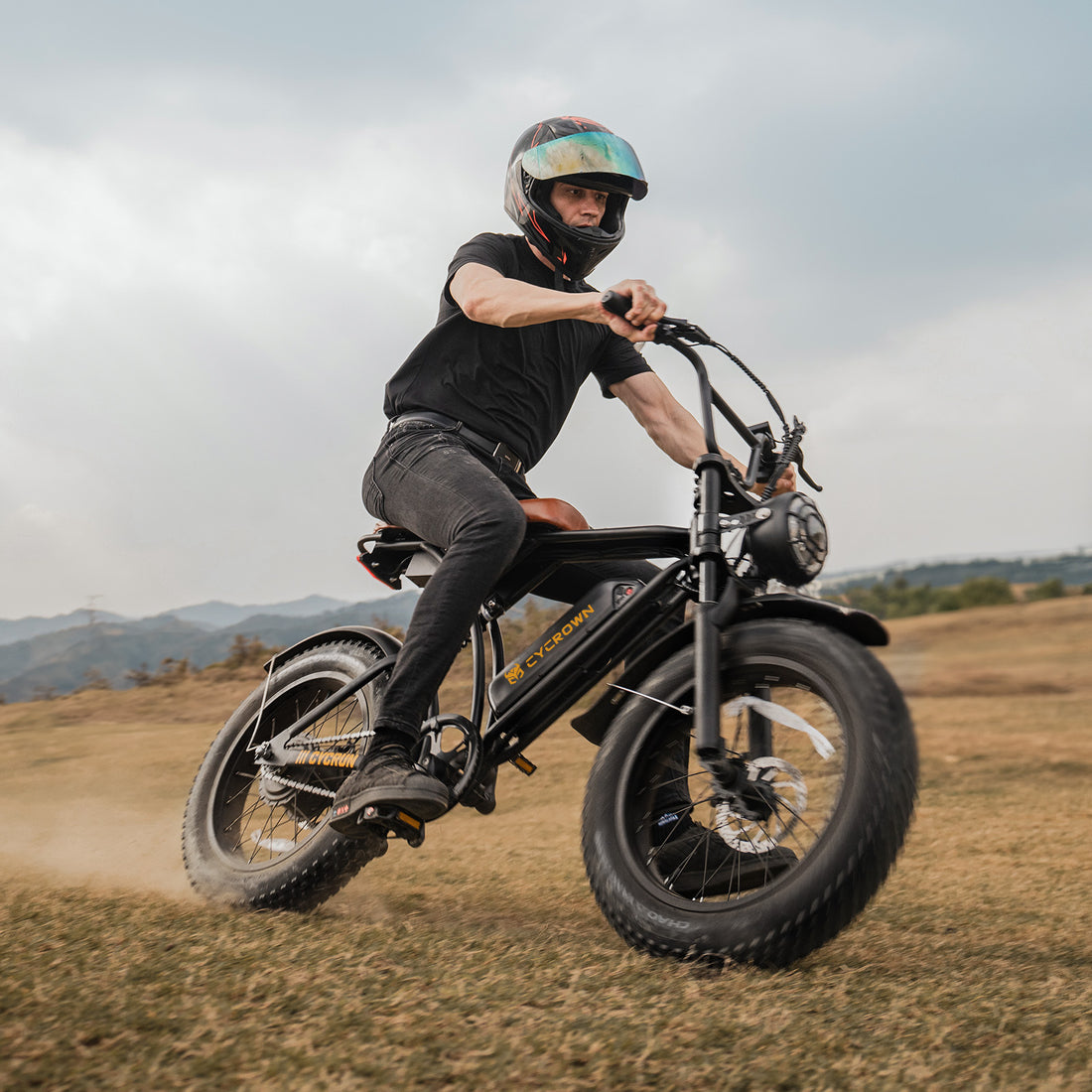 CycRun Electric Bike for Adults 750W 55Miles Long Range 20MPH Moped Style Ebike for Adults, 20" Fat Tire Commuting Off Road Mountain Ebike with Hydraulic Suspension Shock Absorption