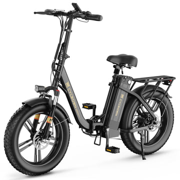 CYCROWN Free Electric Bike Adults, 2XFaster Charge, 48V 12.5AH/20AH Removable Battery, 20" x 4.0 Fat Tire Foldable Electric Bicycle, 750W(Rated:500W) Motor, Dual Shock Absorber, Shimano 7-Speed