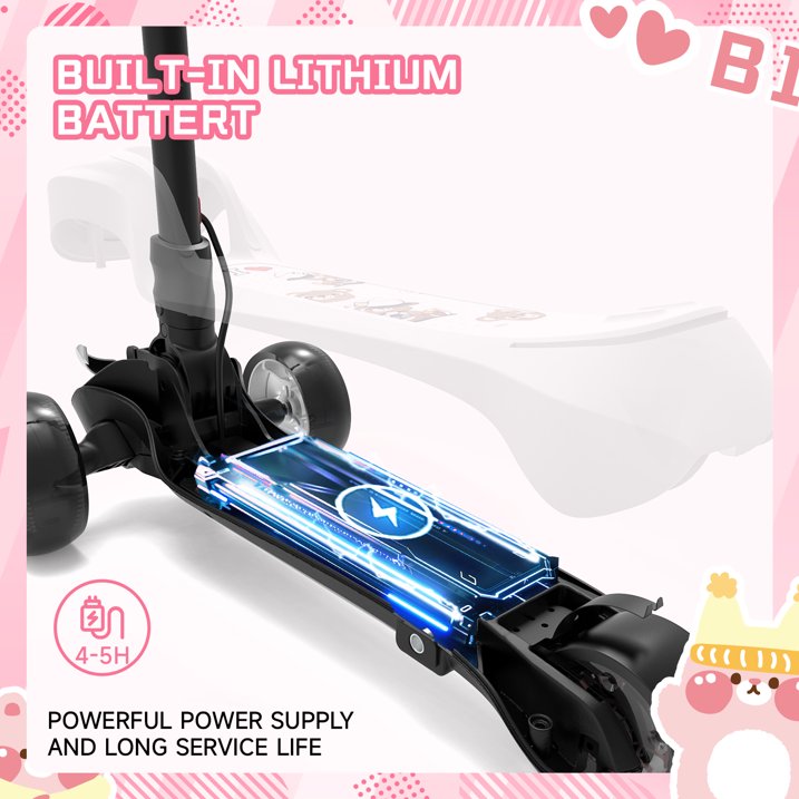 iScooter Electric Scooter for Kids 3+, 3-Wheels 70W Motor Escooter & Light-Up Wheels and Pedal, Foldable & Height Adjustable Toddler Motorized Scooters, E-Scooter for Girls Boys(White)