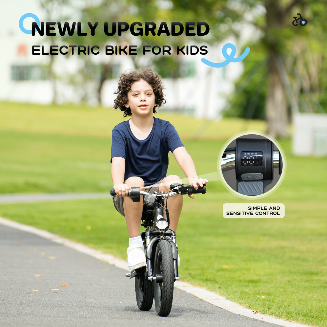 iSinwheel SK14 Electric Balance Bike for Kids 3-8, 3-Speed Gears Max 10 mph Motorcycle , 14'' Pneumatic Tire with Dual Brake, Front Shock Absorption & Magnetic Charging Ride Toy for Boys Girls Black