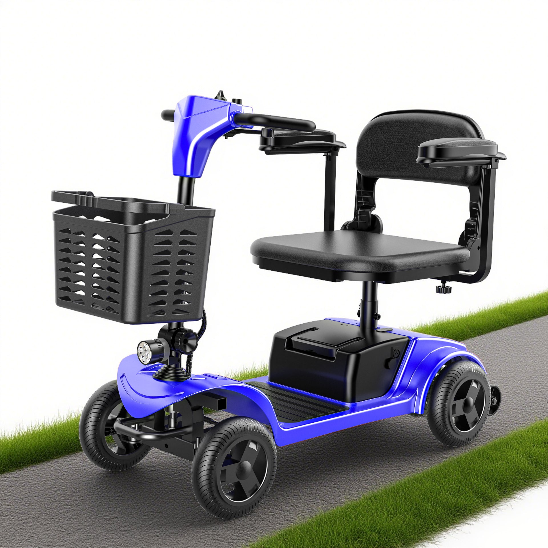 iScooter 4 Wheel Mobility Scooter for Seniors, Wider Seats & Foldale Electric Wheelchair Device for Travel, Upgraded for Superior Performance, Blue