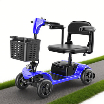 iScooter 4 Wheel Mobility Scooter for Seniors, Wider Seats & Foldale Electric Wheelchair Device for Travel, Upgraded for Superior Performance, Blue