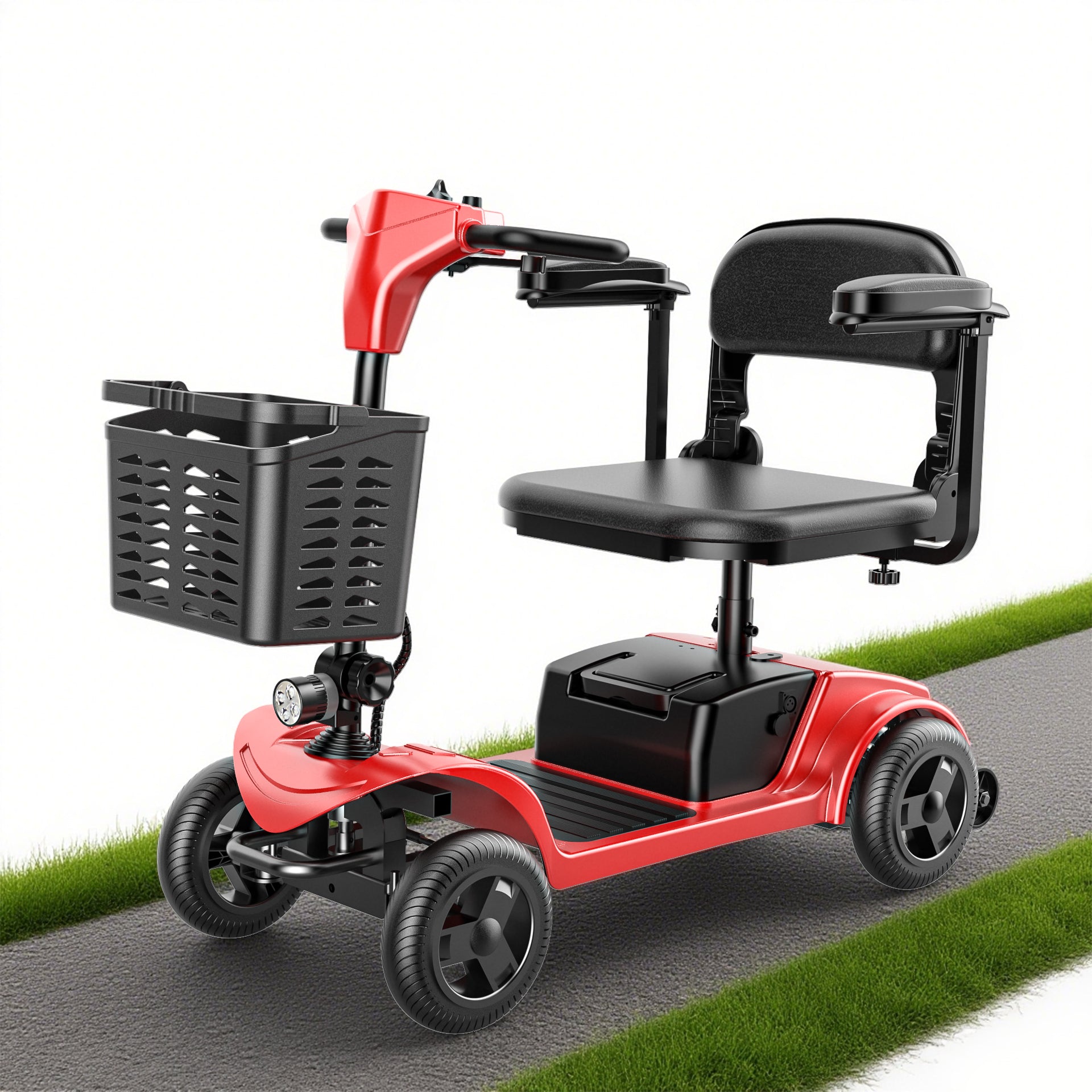 iScooter 4 Wheel Mobility Scooter for Seniors, Wider Seats & Foldale Electric Wheelchair Device for Travel, Upgraded for Superior Performance, Red