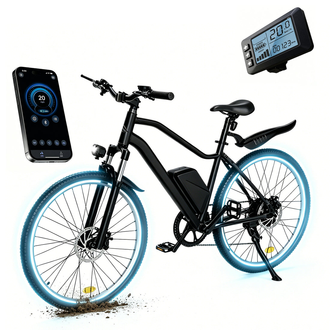 iScooter Electric Bike for Adults 20 Mph, 30+Miles Electric Bicycle,500W Electric Bike with 36V 10.4Ah Battery, 5-Speed, 26" Tires and Front Fork Suspension