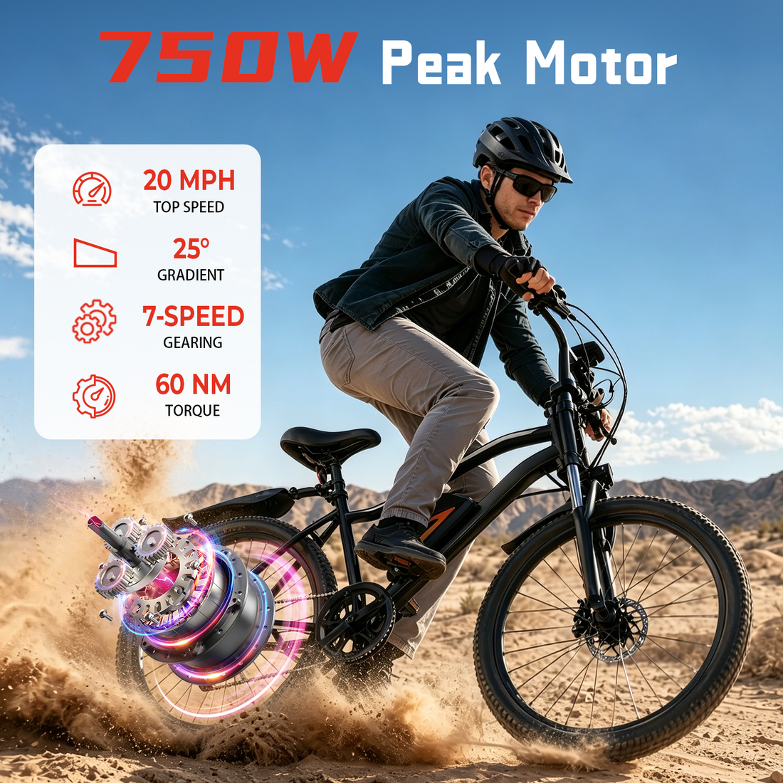 iSinwheel 500W Electric Bike Adult,26" Mountain Bicycle Professional ,Front Dual Shock Absorption Ebike,Up 20MPH,35 Miles,36V 10.4AH Removable Battery