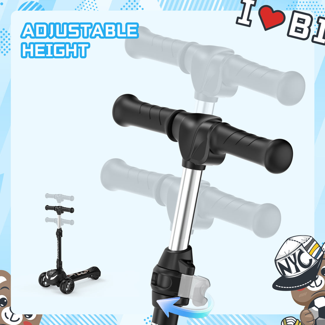 iScooter Electric Scooter for Kids 3+, 3-Wheels 70W Motor Escooter & Light-Up Wheels and Pedal, Foldable & Height Adjustable Toddler Motorized Scooters, E-Scooter for Girls Boys(Black)