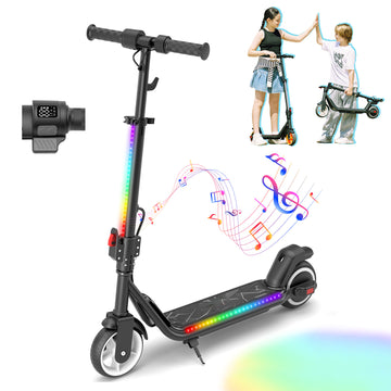 Electric Scooter for Kids 8+, 200W Escooter & Bluetooth, Horn, LED Display, 3-Speeds & Heights for Teens, Dual Brake, 3-Light Modes - Foldable 6.5'' Tires Kids Scooter Gift for Boys Girls