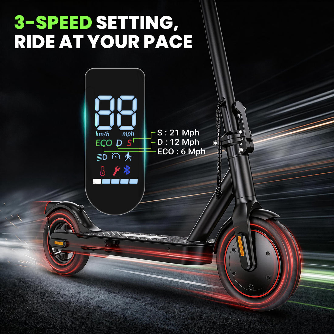 iScooter Electric Scooter, 500W Peak Max 18Mph & 21 Miles, 8.5" Pneumatic Tire, Commuting E-Scooter for Adults with APP Control