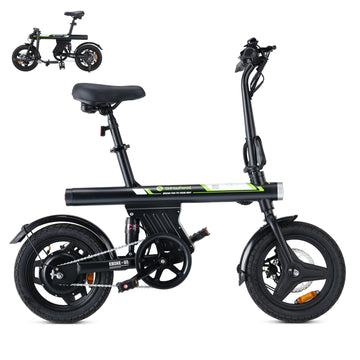 iSinwheel W-U1 500W Folding Electric Bike for Adults, 25 Miles Long-Range Battery, Rear Suspension, 3 Assist Levels - 14" Foldable eBike for Adults And Teens Black