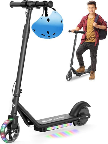 isinwheel S2 Electric Scooter for Kids Ages 6-14, 150W Motor, Adjustable Height, 2 Speeds Adjustable, Colorful Lights, Double Brake, Kids Electric Scooter with Magnetic Charging, Ideal Gifts for Kids