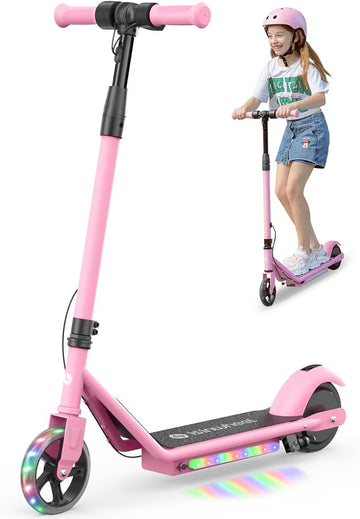 isinwheel S2 Electric Scooter for Kids Ages 6-14, 150W Motor, Adjustable Height, 2 Speeds Adjustable, Colorful Lights, Double Brake, Kids Electric Scooter with Magnetic Charging, Ideal Gifts for Kids