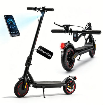 500W Peak Electric Scooter for Adults, Max 21mi Range & 21mph Speed, 8.5'' Tires & Portable Folding Design, Commuting E-Scooter Gift for Teens(Black)