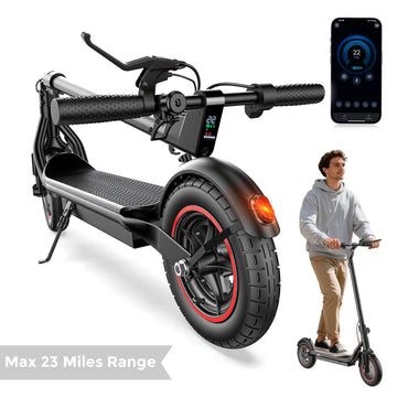 iScooter 500W Electric Scooter for Adults, Max 22Mph & 23Miles, 10" Pneumatic Tire, Foldable Commuting E-Scooter with APP Control, Black