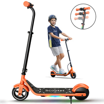 iScooter Electric Scooter for Kids 6-12, 3-Lighting Effects Escooter with 9KM Range, 3/6/10 Mph, Dual Breaking & Adjustable Height E-Scooter Gifts for Boys Girls