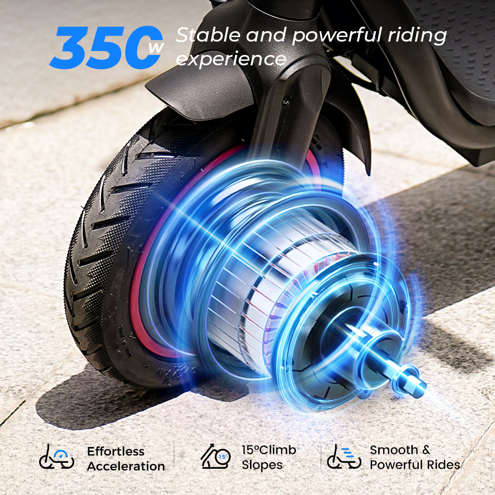 iSinwheel Electric Scooters for Adults, Up To 19 Mph 21 Miles Range Portable Folding Commuting Escooter with 350W Motor, 8.5'' Pneumatic Tires & Double Braking System and App