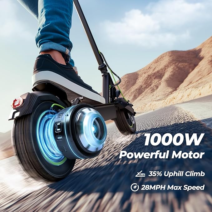 iSinwheel S10Max Electric Scooter, 1000W Motor E-Scooter Up to 37 Miles, 28 MPH Top Speed