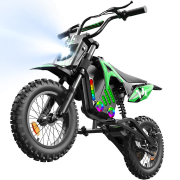 isinwheel A12/A14 Electric Dirt Bike for Kids, 36V 350W/500W Electric Motorcycle Up to 17/15.5MPH & 14 Miles Long-Range, 3-Speed Modes, Electric Bike for Kid Ages 3-14