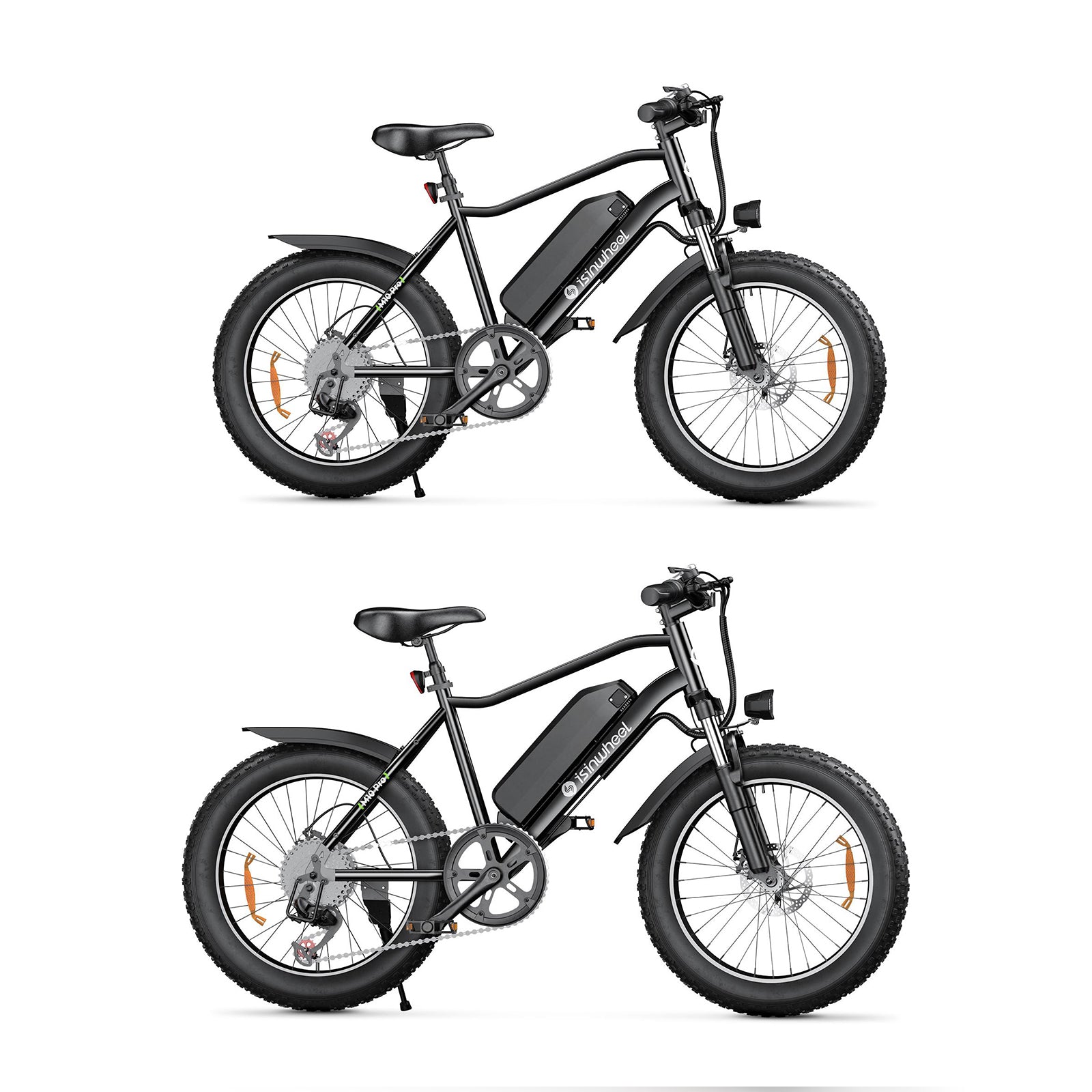 isinwheel M10Pro Electric Bike Adults 22Mph 1000W Peak Motor, 0-50° Adjustable Handlebar Mountain Ebike 375Wh Removable Battery 50 Miles Range 7 Speed Shift, 20x4.0 Fat Tire Teens Electric Bicycles (2×Black)
