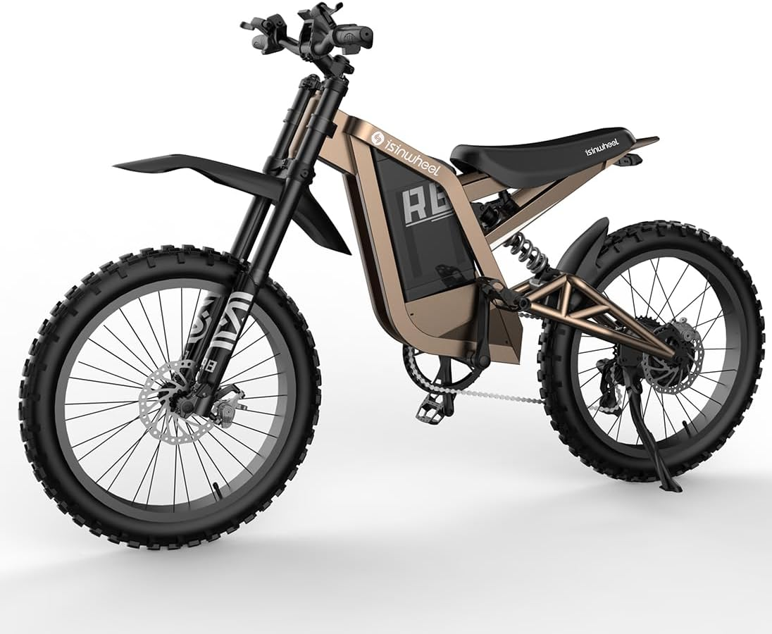 Isinwheel R8 Electric Bike for Adult,Peak 2000W Motor 48V 27Ah Battery Up to 35 MPH & 150 Miles Electric Dirt Bike,NFC LCD Display All Terrain Fat Tire Motorcycle Full Suspension Moped E-bike