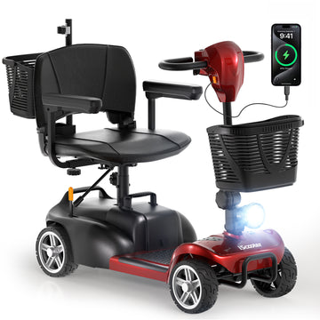 iScooter X02 Pro Mobility Scooter, 40Miles Long Range with Extra Batteries, 4 Wheels Electric Mobility Scooter for Seniors & Adults, Electric Wheelchair 300lbs, Dual Baskets, Crutch Holder, USB Port