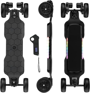 isinwheel V10 Electric Skateboard with Remote, 3000W Brushless Motor, 32 Mph Top Speed & 28 Miles Range, IP54 Waterproof, Electric Longboard Offroad for Adults ＆Teens with Ambient Light