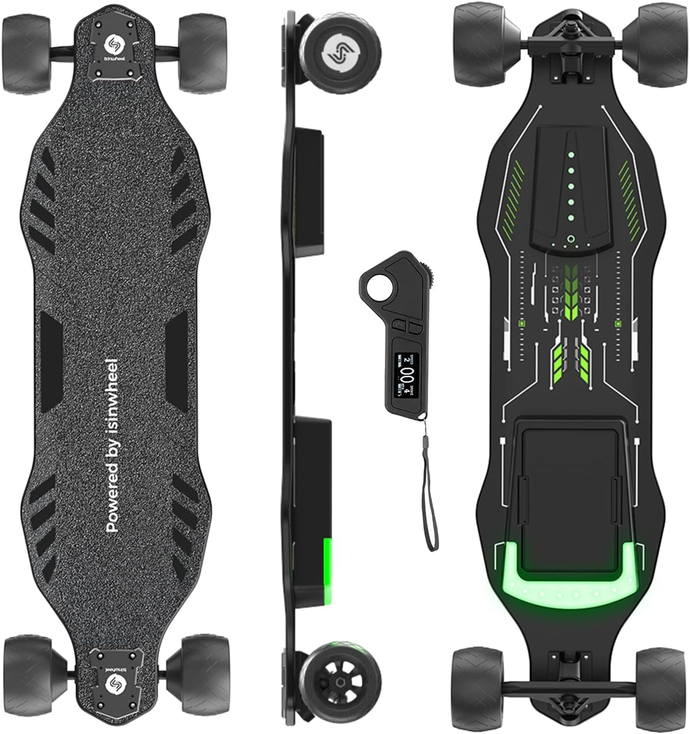 isinwheel V4/V6/V6pro/V8/V10 Electric Skateboard with Remote, 250W/450W/500W/1200W/3000W Brushless Motor, 9Mph/12Mph/30 Mph /32Mph Top Speed, Electric Longboard for Adults ＆Teens