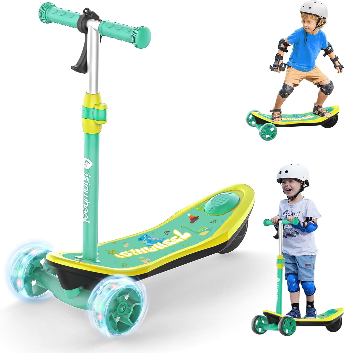 isinwheel MiniSpider Electric Scooter for Kids Ages 3-12, 2-in-1 3 Wheel Kids Electric Scooter with Remote Controller and 2 Speeds, Nice Gifts for Kids