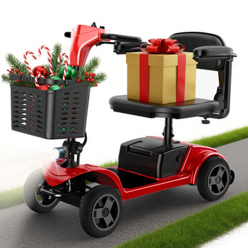 iScooter 4 Wheel Mobility Scooter for Seniors, Wider Seats & Foldale Electric Wheelchair Device for Travel, Upgraded for Superior Performance, Red