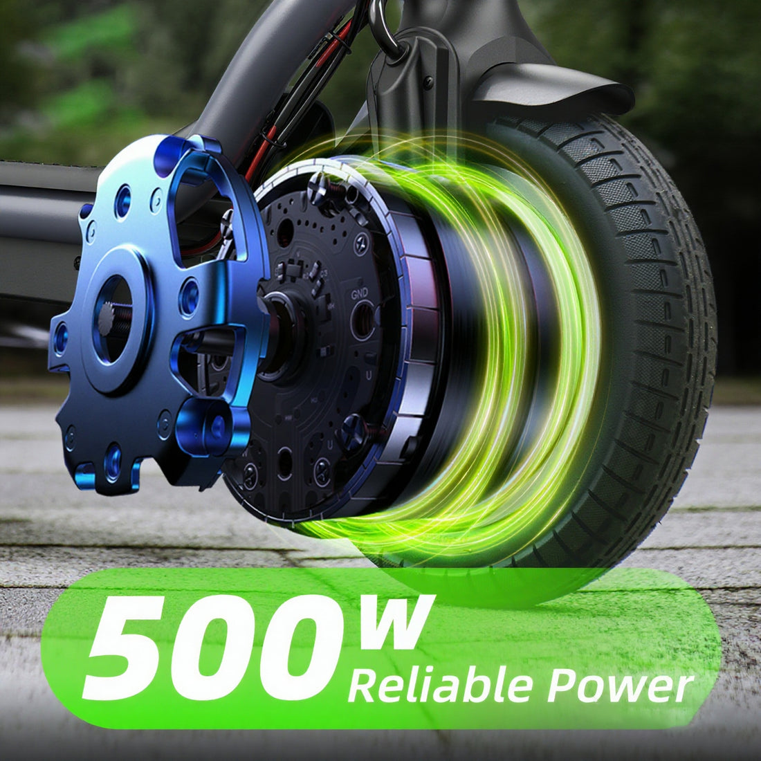 iScooter 500W Electric Scooter, Max 22 Mph & 23 Miles Commuter Escooter, 10" Pneumatic Tires Dual Braking Foldable Electric Scooters for Adult（Free inner tube*1）