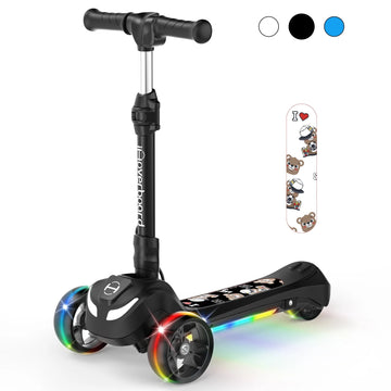 iHoverboard B1 Electric Scooter for Kids Ages 3+, LED Light-up Wheels and Pedal , 70W motor, Foldable and Height Aadjustable Toddler Motorized Scooters, Electric Scooter for Girls/Boys(Black)