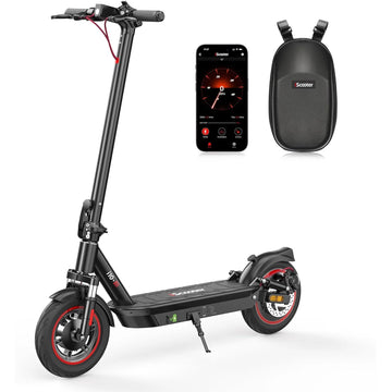 iScooter Electric Scooter Adults, 28 Miles Max Range, 25 Mph Max Speed,650W Motor,10" Pneumatic Tires, Dual Suspension, Foldable Commuting Electric Scooter with APP and Turn Signals